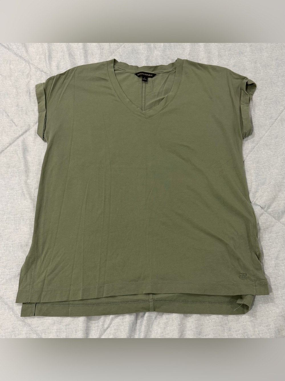 Banana Republic Sage Green/Soft Olive V-Neck Women's T-Shirt